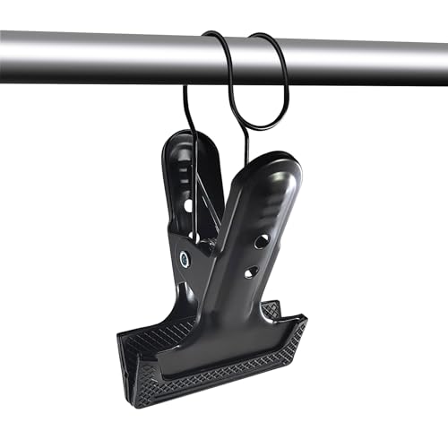 2 Pack 4-1/4" Heavy Duty Spring Clamps Clips, Black Metal Rubber Hinge Clip File Clamps for Photography Background Stands, Home Improvement Projects (2.17" Opening, with Hooks) - color: 2 Pcs Black (With Hook)