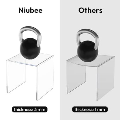 NIUBEE 2 Set Acrylic Risers Display for Funko POP Figures,Clear Cake Stands for Candy Dessert Table Decorations-3"x4"x5" - size: (3,4,5)" x2Set