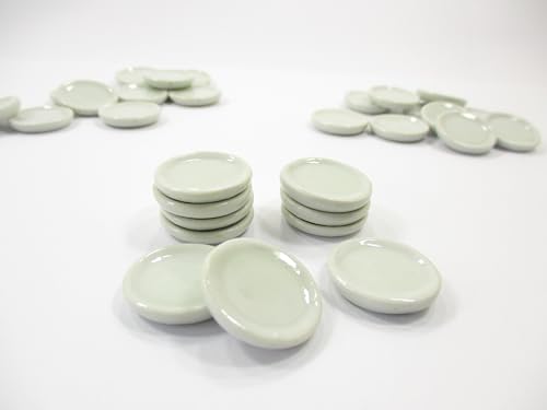 20x20mm White Round Plate Dish Dollhouse Miniature Ceramic Food Supply 12995