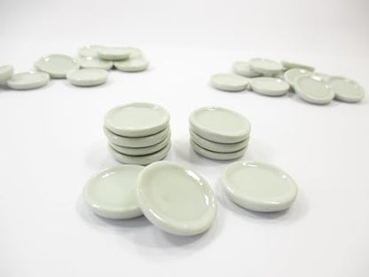 20x20mm White Round Plate Dish Dollhouse Miniature Ceramic Food Supply 12995