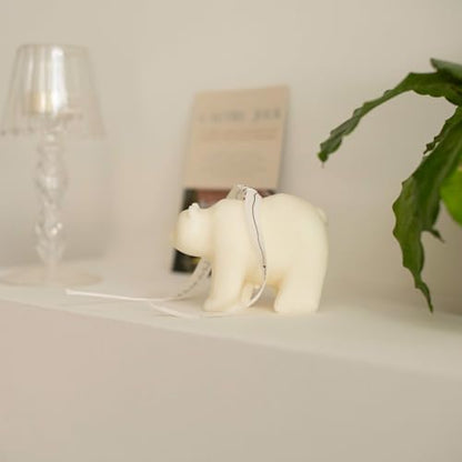 Polar Bear Shape Scented Candle,Floral Aroma Soy Wax Sculpture for Home Decor,Wedding Table Centerpiece & Photo Prop,Smokeless Fragrance Gift for Animal Lovers