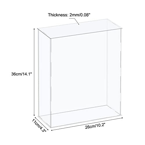MECCANIXITY Acrylic Display Case Plastic Box Cube Storage Box Clear Assemble Showcase 10.2x4.3x14.1 Inch for Collectibles - size: 10.2x4.3x14.1 Inch