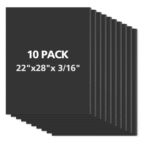 Mat Board Center Premium Black Foam Core Board - 22x28 Inches, 3/16" Thick - 10 Pack, Acid-Free - Ideal for Mounting, Crafts, Art, and Presentations - color: Black, size: 22x28