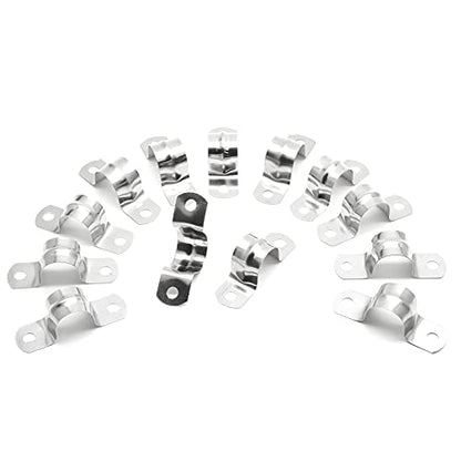 20Pcs 3/4 Inch Stainless Steel Conduit Clamps, Two Hole Strap U Bracket Rigid Pipe Strap Metal U Clamp Conduit Strap Tension Clips U-tube Clamp Heavy Duty - size: 3/4" / 20mm