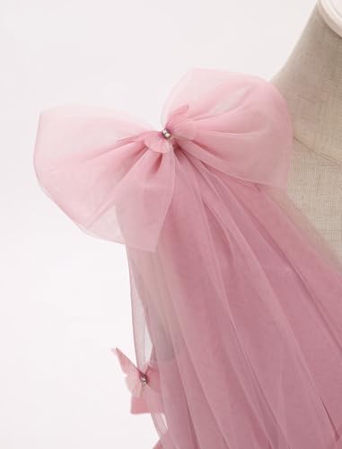 IMEKIS Toddler Kids Girls Butterfly Dress Sparkle Sequins Tulle Wedding Formal Birthday Dresses 2-10T - color: Dusty Rose, size: 3-4T