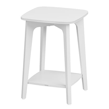 VASAGLE MAEZO Collection - Side Table, 2-Tier Small Square End Table, Nightstand with Tapered Legs, Curved Transitions, for Small Spaces, Living Room, Bedroom, Cloud White ULET236W01 - color: Cloud White, size: 1 pack