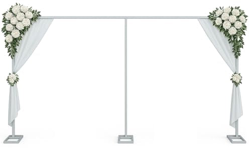 10x20ft Backdrop Stand Heavy Duty Pipe and Drape Backdrop Stand for Parties, Adjustable Pipe Kit Curtain Frame Stand for Photography Background Support,Wedding Arch Metal Frame (Silver) - color: Silver