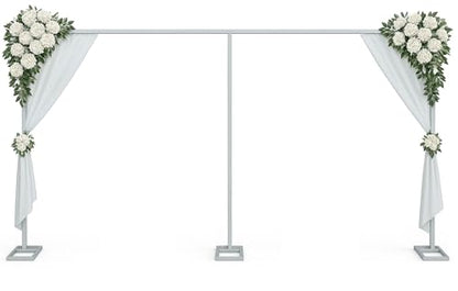 10x20ft Backdrop Stand Heavy Duty Pipe and Drape Backdrop Stand for Parties, Adjustable Pipe Kit Curtain Frame Stand for Photography Background Support,Wedding Arch Metal Frame (Silver) - color: Silver