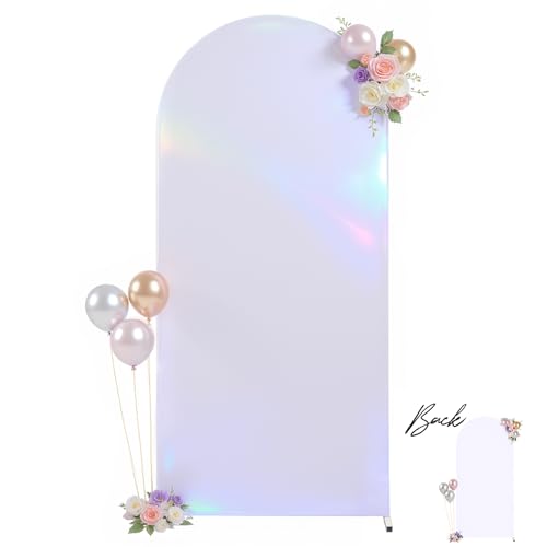 Wedding Arch Backdrop Cover, 6FT Silver White Arch Cover Stretchy Backdrops, Double-Sided Arch Stand Covers for Wedding Ceremony, Baby Shower, Birthday Party Decoration - color: Silver+White, size: 6FT
