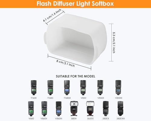 DS. DISTINCTIVE STYLE 3-Pack Flash Diffuser for Speedlight Light Diffuser Softbox Compatible with Godox TT600 V850II V860II TT685 Yongnuo YN560III 568EX 565EX Canon 580EX