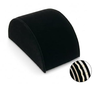 RJ Displays Black Velvet Half Moon Bracelets Holder Stand, Jewelry Display Ramp for Bracelet, Bangle, or Necklace Collection, Size 3x5x2.5 in (76x127x63 mm) and bracelet holder display