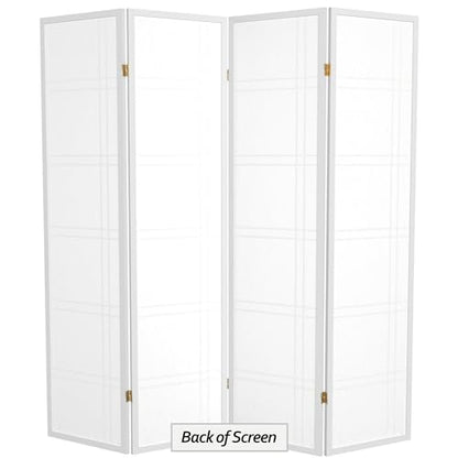 Red Lantern 6 ft. Tall Double Cross Shoji Screen - White - 4 Panels - color: White, size: 4 Panel