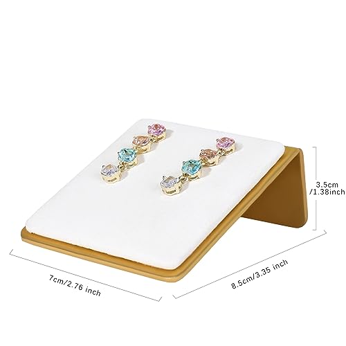 Beige Velvet stud earring holders for selling, small earrings storage board for girls, Gold Jewelry earring display stands, Jewelry studs organizer【Beige】 - color: Cream