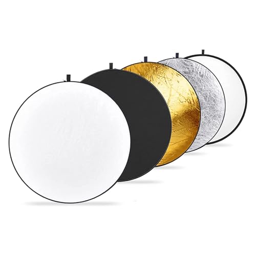 NEEWER 51 Inch/130 Centimeter Light Reflector Diffuser 5 in 1 Collapsible Multi Disc with Bag - Translucent, Silver, Gold, White, and Black for Studio Photography Lighting and Outdoor Lighting - size: 130cm