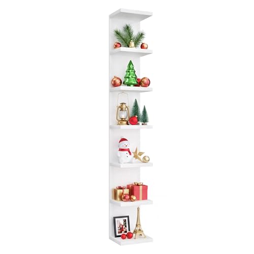 7 Tier Wall Shelf Unit & Lack Shelf, Versatile Floating Shelves for Wall, Bedroom Book Shelf, Vanity Display Shelves, Tall Decorative Shelving Unit, Long Shelves for Storage White - style: 7 tier wall shelf -White