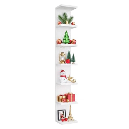 7 Tier Wall Shelf Unit & Lack Shelf, Versatile Floating Shelves for Wall, Bedroom Book Shelf, Vanity Display Shelves, Tall Decorative Shelving Unit, Long Shelves for Storage White - style: 7 tier wall shelf -White