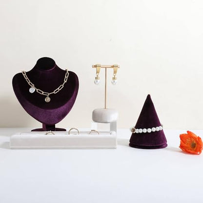 Velvet Earring T Bar Stand Jewelry Display, Earring Display Holder for Selling, Jewelry Storage Organizer【Beige】 - color: Beige