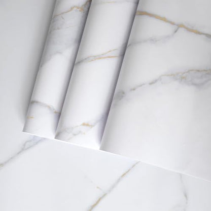 BAYYA 48"x158" Countertop Covers Peel and Stick Wallpaper Matte White Marble Contact Paper for Countertops Kitchen Counter Top Vinyl Wrap Gold/Gray Granite Wrapping Wall Paper Adhesive Table Top Cover - color: White, size: 48" x 158"