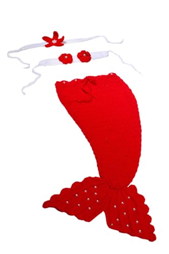 Matissa Newborn Baby Girl/Boy Crochet Knit Costume Photography Prop Hats Outfits - color: Red