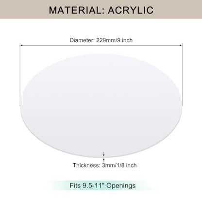 Lampshade Diffuser, 9" Diameter Round Diffuser Lamp Shade for Drum Style Lampshades Pendants Softening Light, DIY Light Fits 9.5-11" Openings, Frosted White Acrylic - size: 9"