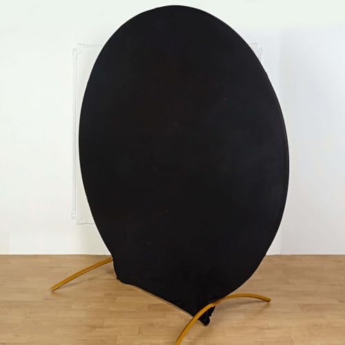 Efavormart 7.5ft Black Round Spandex Arch Backdrop Cover, 2-Sided Opaque Stretch Fabric Slipcover for Modern Galas and High-Contrast Photo Booths - color: Black, size: Round