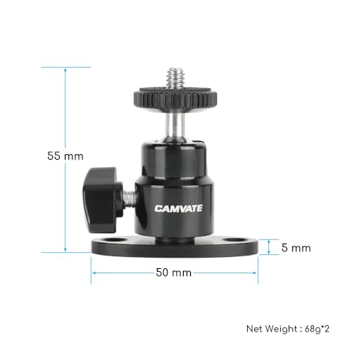 CAMVATE 1/4"-20 Mini Ball Head with Ceiling Mount for CCTV & Video Wall Monitors Mount(2 Pieces)-24004