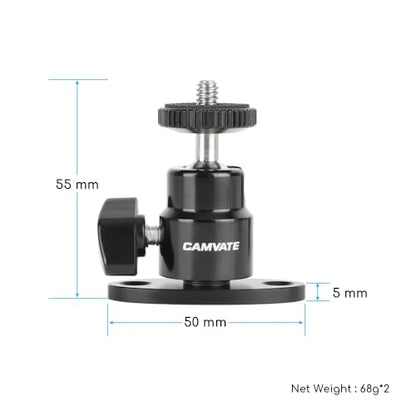 CAMVATE 1/4"-20 Mini Ball Head with Ceiling Mount for CCTV & Video Wall Monitors Mount(2 Pieces)-24004