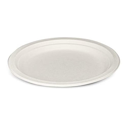 GUSTO [9 Inch - 250 Pack Heavy-Duty White Paper Plates, 100% Compostable, Eco-Friendly - Biodegradable Disposable Plates, Sugarcane Paper Plates