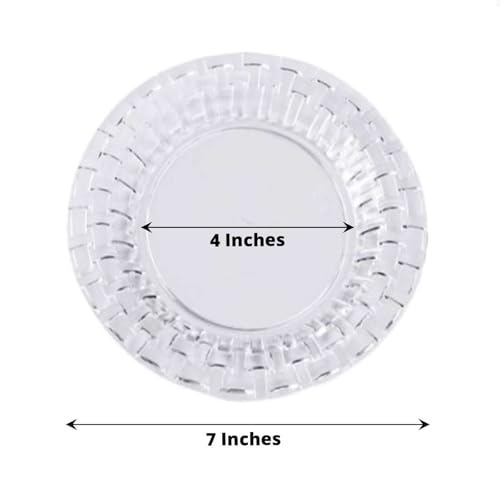 Efavormart 10-Pack 7" Clear Round Disposable Salad Plates, Basketweave Rim Plastic Dessert Plates for Weddings & Galas - color: Clear, size: 7"