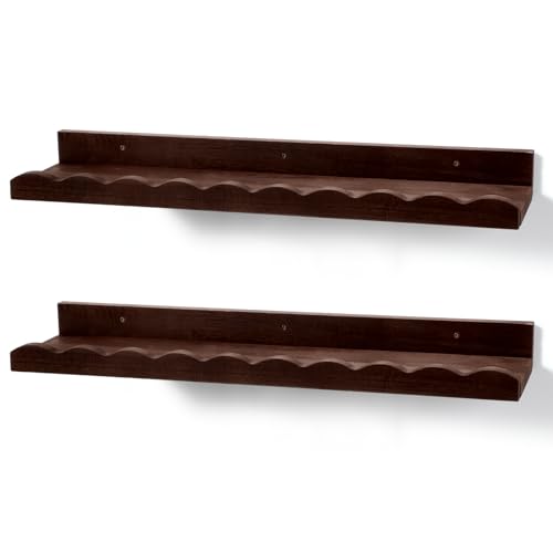 Suzile 2 Pcs Scalloped Shelves Wall Floating Shelves Set for Room, Bathroom, Bedroom, Cute Room Decor Aesthetic and Books, Toys, Photo Frames Storage(12",Walnut Brown) - color: Walnut Brown, size: 12"