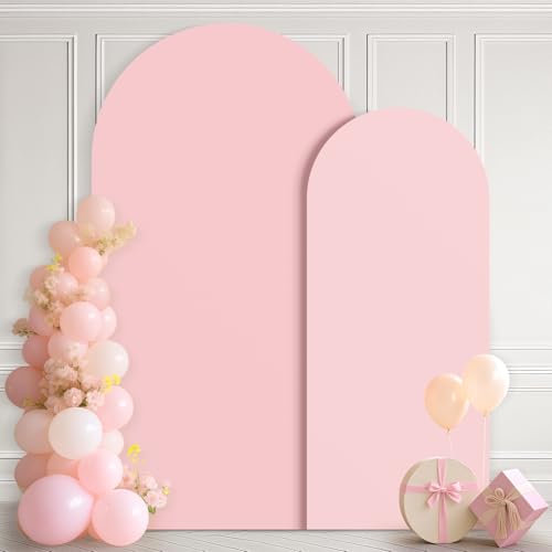 Ledido Wedding Arch Backdrop Cover 6FT 7.2FT Arch Covers 2Set Fitted Stretchy Spandex Round Top Stand Backdrop Cover for Wedding Banquet Ceremony Birthday Party Baby Shower Event Decoration,Pale Pink - color: Pale Pink, size: 6FT,7.2FT