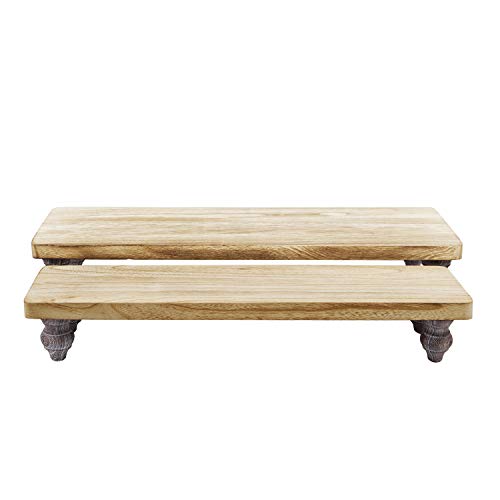 Ikee Design 2 Pcs Set Wooden Display Riser, Wood Cupcake Dessert Display Riser, Countertop Dessert Serving Stand, Cake Riser Stands - color: Oak