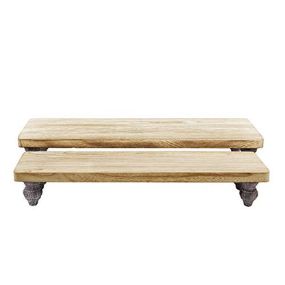 Ikee Design 2 Pcs Set Wooden Display Riser, Wood Cupcake Dessert Display Riser, Countertop Dessert Serving Stand, Cake Riser Stands - color: Oak