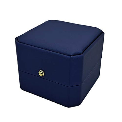 Best Balmy Premium Leather Ring Jewelry Storage Box Gift Box, Ring Earrings Jewelry Counter Display Props (Navy Blue) - color: Blue,Navy