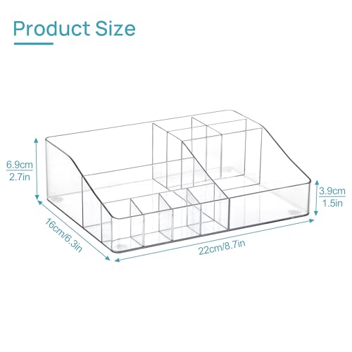 Vtopmart 1 Tier Clear Makeup Organizer with Drawer, Cosmetic Storage for Dresser Countertop and Bathroom Vanity, Beauty Holder for Lipstick Brush Skincare - style: 1 Tier
