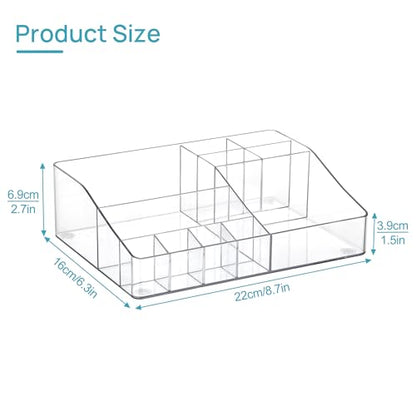 Vtopmart 1 Tier Clear Makeup Organizer with Drawer, Cosmetic Storage for Dresser Countertop and Bathroom Vanity, Beauty Holder for Lipstick Brush Skincare - style: 1 Tier