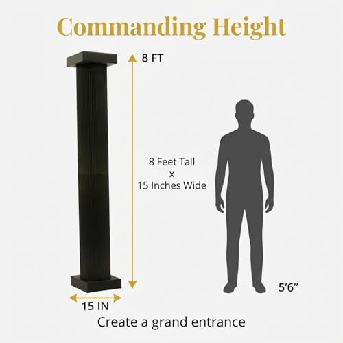 Anderson's 8 Foot Black Traditional Columns Kit, Set of 2, Decorations, Props, Photo Booth, Photo Ops, Prom, Homecoming, Event Décor - color: 8 Foot Black Traditional Columns Kit