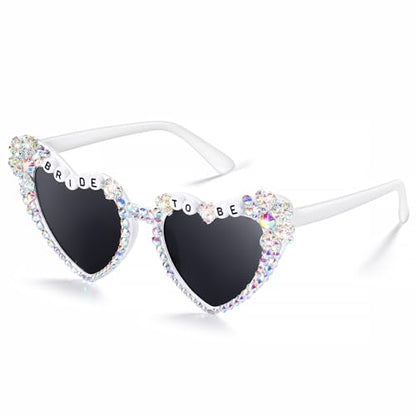 Etercycle Heart Sunglasses, Bride to Be Gifts Bachelorette Party Bride Sunglasses, Sparkly Diamond Glasses for Women Bachelorette Party - color: Laser Heart Diamond