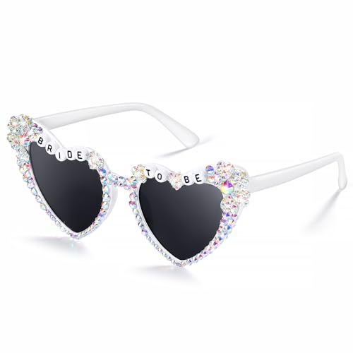 Etercycle Heart Sunglasses, Bride to Be Gifts Bachelorette Party Bride Sunglasses, Sparkly Diamond Glasses for Women Bachelorette Party - color: Laser Heart Diamond