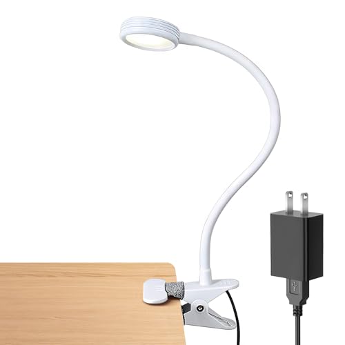 LEPOWER Clip on Light/Reading Lights/Book Light Color Changeable/Night Lights Clip on for Desk, Bed Headboard and Computers, Adapter Included (White) - color: White