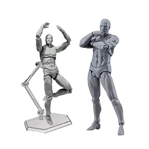 Action Figure Body, Customizable Poses Movable PVC Drawing Mannequin with Holder for Desktop Decoration Painting Photography Props (Gray #13) - color: Gray #13