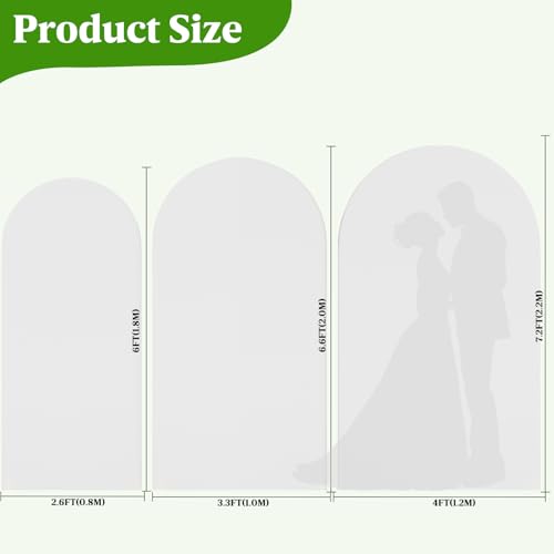 White Arch Backdrop Cover, 7.2FT,6.6FT,6FT Spandex Balloon Arch Cover for Backdrop Stand, Thick Wrinkle-Free Double-Sided Fabric Stretchy Background for Baby Shower, Wedding, Birthday Party Decoration - size: 7.2FT,6.6FT,6FT