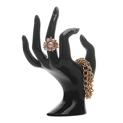 HOMEGOAL Hand Jewelry Holder, Bracelet Ring Watch Jewelry Display Holder Stand, Mannequin Hand, Polyresin, 7 Inch (Black) - color: Black