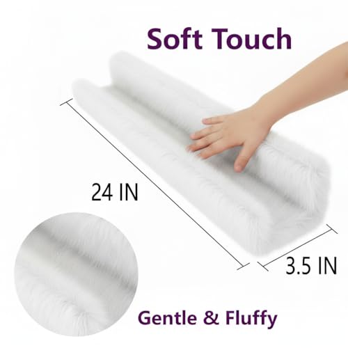 1PC Plush Bookshelf for Kids, Soft Hanging Book Display Shelf for Nursery Wall, Easy Mount Floating Bookshelf Display Organizer, Unique (White) - color: 24in-furry White
