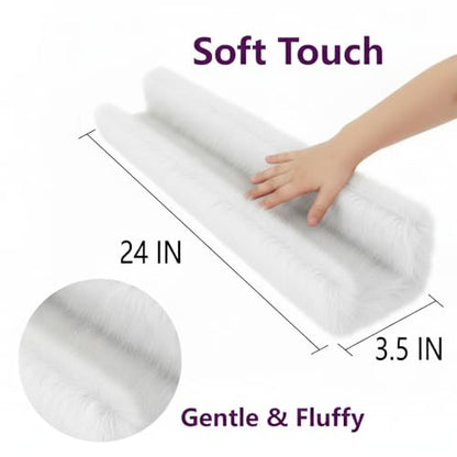 1PC Plush Bookshelf for Kids, Soft Hanging Book Display Shelf for Nursery Wall, Easy Mount Floating Bookshelf Display Organizer, Unique (White) - color: 24in-furry White