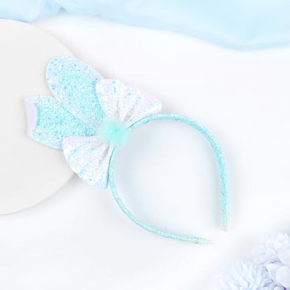 Totelux Easter Headband Bunny Ears Hair Band Glitter Sequins Rabbit Ears Hair Accessories for Women Girls Easter Party Favor Blue - color: Blue