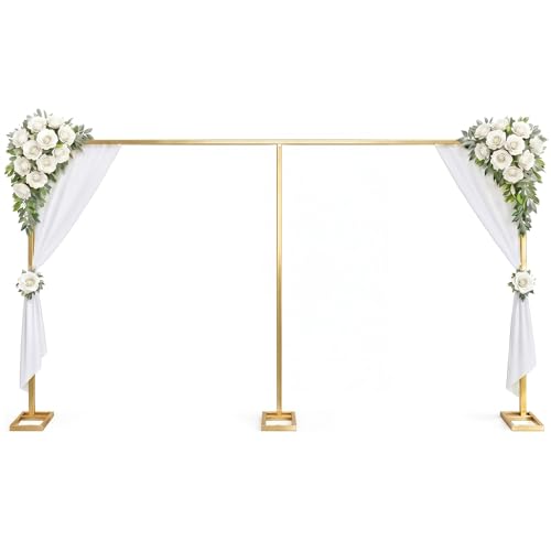 Novabright 10x20ft Backdrop Stand Heavy Duty Pipe and Drape Backdrop Stand for Wedding and Ceremonies, Adjustable Pipe Kit Curtain Frame for Wedding Party Celebration Photography Stage(Gold)