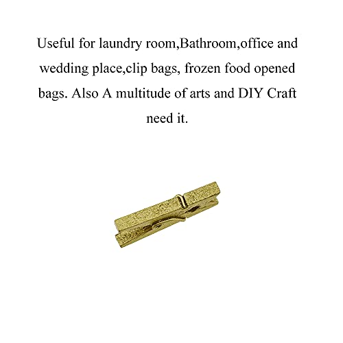 HAHIYO Gold Wooden Clothes Pins Clothespins Mini Do NOT Fall Apart 1 inches Length 80 Pack Sturdy Strong Springs No Rust No Discoloration for Laundry Bathroom DIY Craft Photos Food Opened Bags - size: Gold 1 inches 80 Pack
