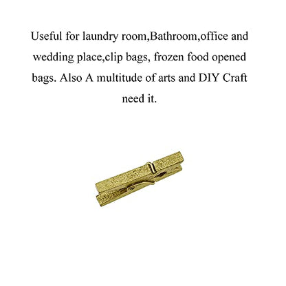 HAHIYO Gold Wooden Clothes Pins Clothespins Mini Do NOT Fall Apart 1 inches Length 80 Pack Sturdy Strong Springs No Rust No Discoloration for Laundry Bathroom DIY Craft Photos Food Opened Bags - size: Gold 1 inches 80 Pack