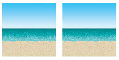Beistle Ocean & Beach Sand Wall Backdrops, 4’ x 30’, 2 Pack – Photo Backdrop, Easy to Adhere Wall Covering, Tropical Party Decorations, Luau Party, Beach Decor, Hawaiian - style: Ocean & Beach - 2 Piece